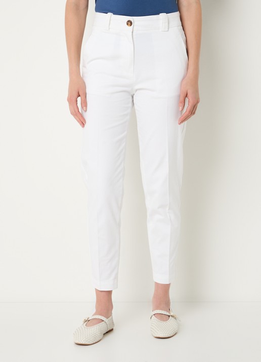 Benetton High waist cropped tapered fit pantalon met steekzakken - detail 4 wit