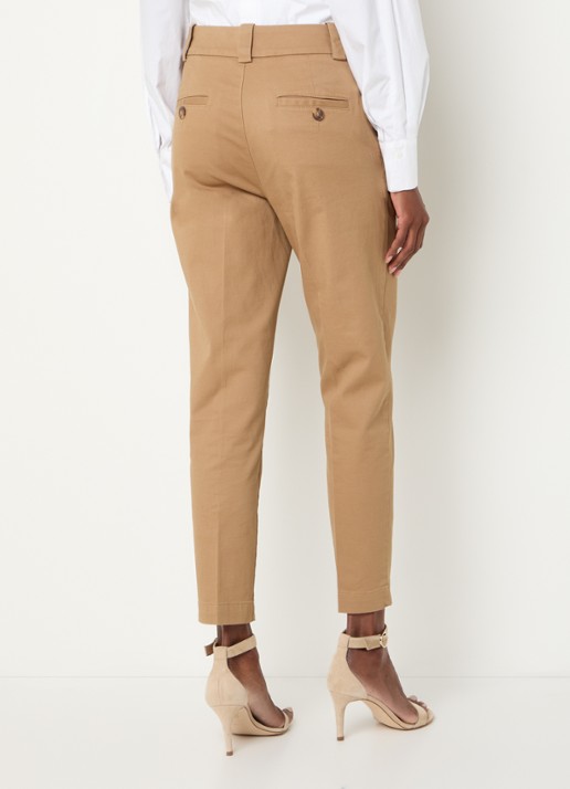 Benetton High waist cropped tapered fit pantalon met steekzakken - achterkant 4 camel