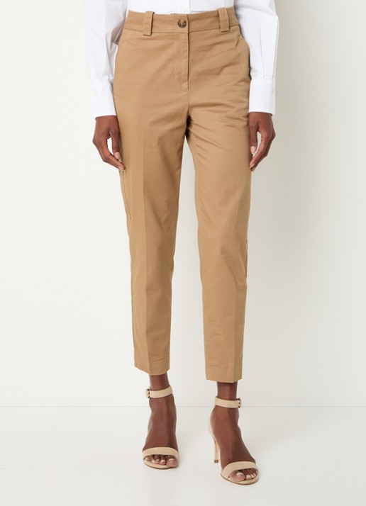 Benetton High waist cropped tapered fit pantalon met steekzakken