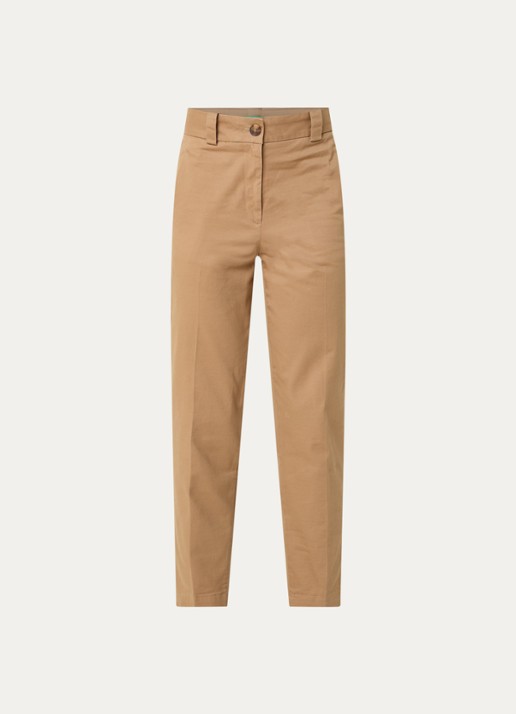 Benetton High waist cropped tapered fit pantalon met steekzakken - voorkant camel