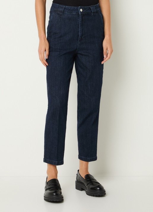Benetton High waist cropped tapered jeans met donkere wassing