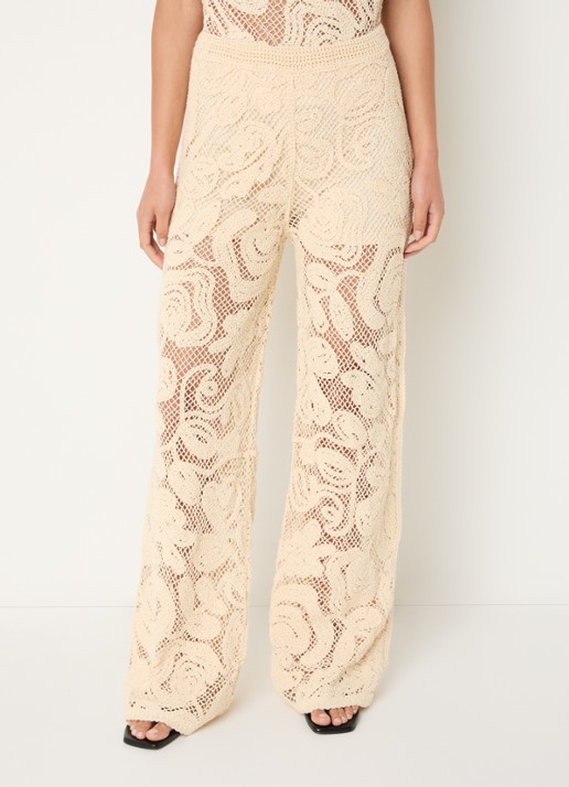 Benetton High waist flared fit broek met opengewerkt dessin