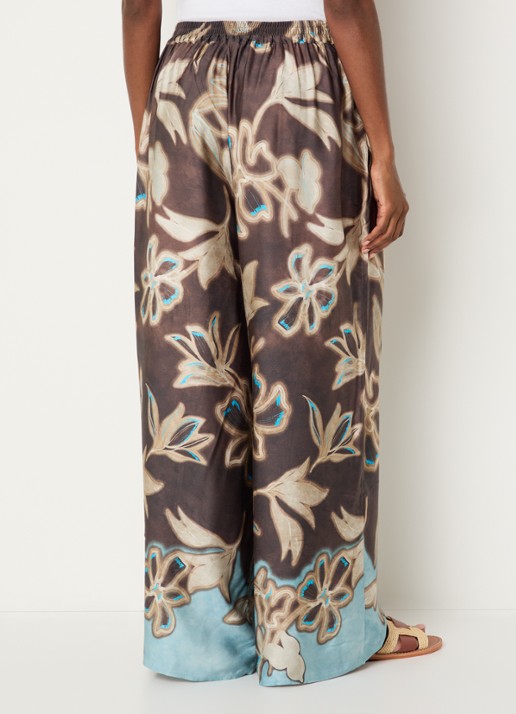 Benetton High waist loose fit broek met bloemenprint - achterkant 2 bruin