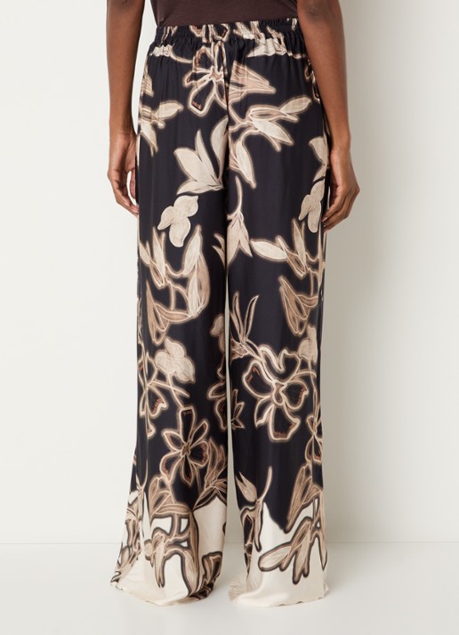 Benetton High waist loose fit broek met bloemenprint - achterkant 2 zwart