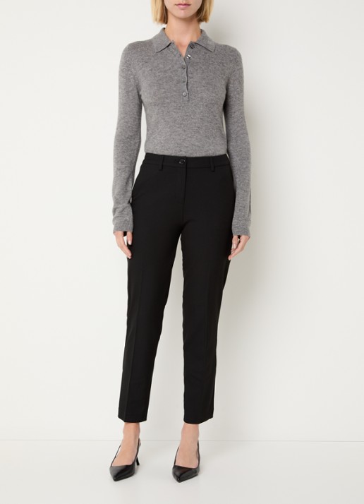 Benetton High waist loose fit cropped pantalon met steekzakken - voorkant 3 zwart