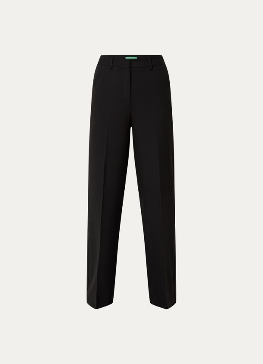 Benetton High waist loose fit pantalon met steekzakken - voorkant 2 zwart