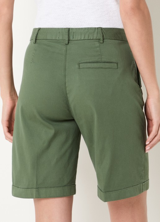 Benetton High waist regular fit korte broek met steekzakken - achterkant groen