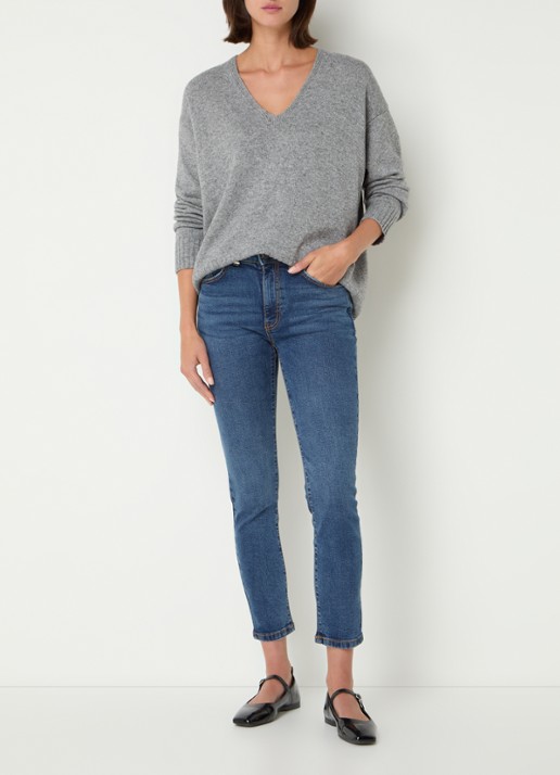 Benetton High waist skinny jeans in  katoenblend met steekzakken - voorkant 2 indigo