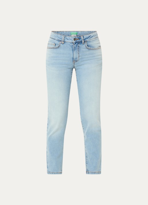 Benetton High waist skinny jeans in  katoenblend met steekzakken - voorkant lichtblauw