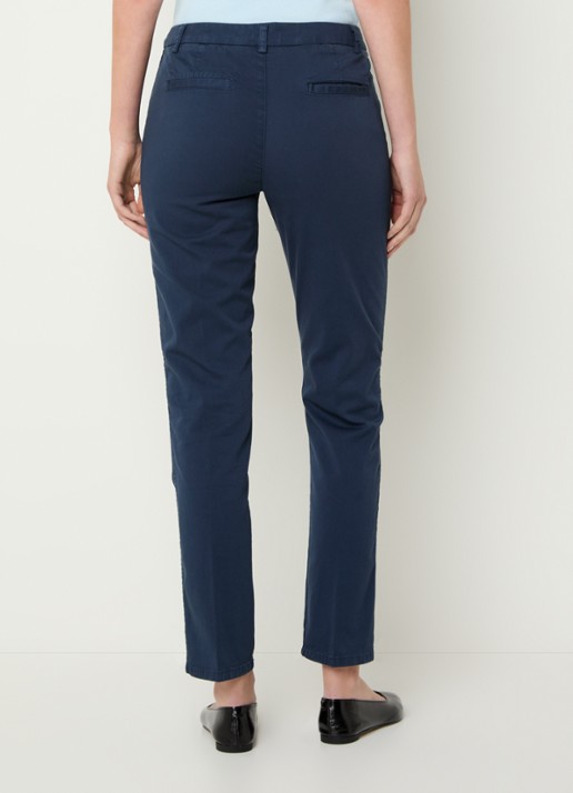Benetton High waist slim fit chino met steekzakken - achterkant 5 donkerblauw