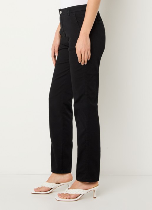 Benetton High waist slim fit chino met steekzakken - detail 3 zwart