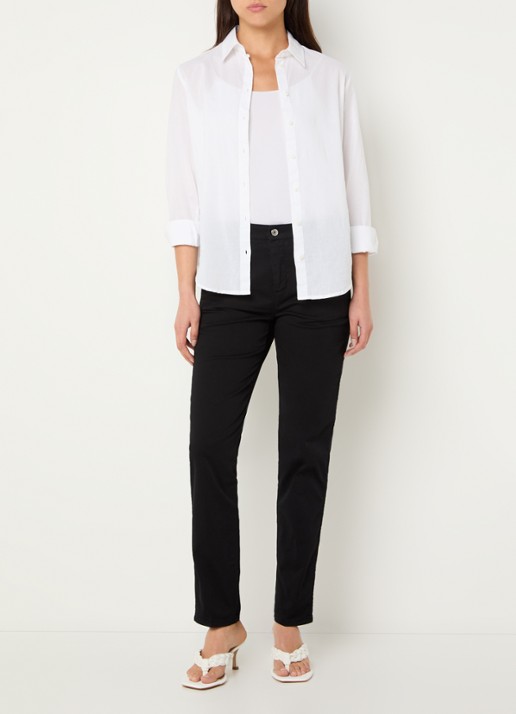 Benetton High waist slim fit chino met steekzakken - voorkant 5 zwart