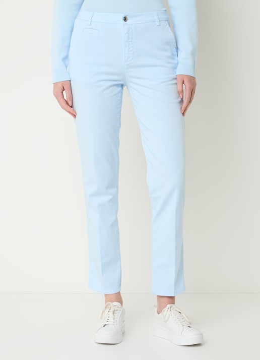 Benetton High waist slim fit chino met steekzakken - detail 2 lichtblauw