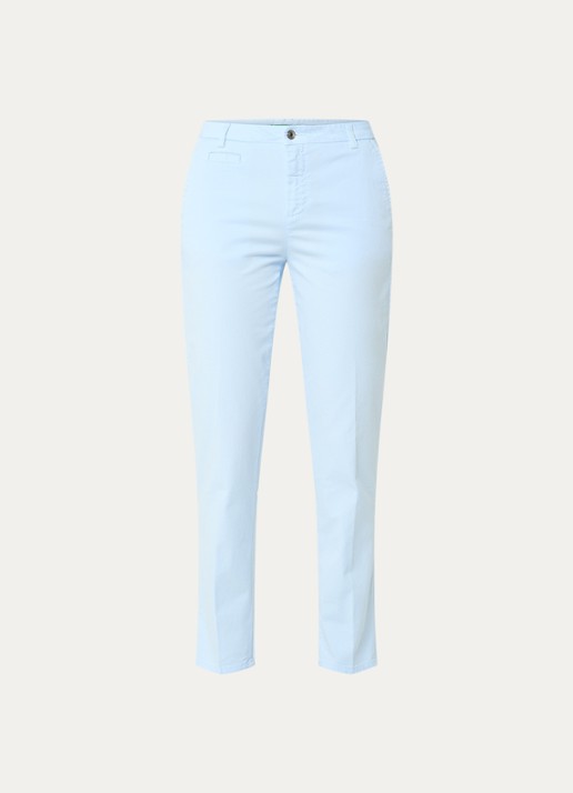 Benetton High waist slim fit chino met steekzakken - voorkant 3 lichtblauw