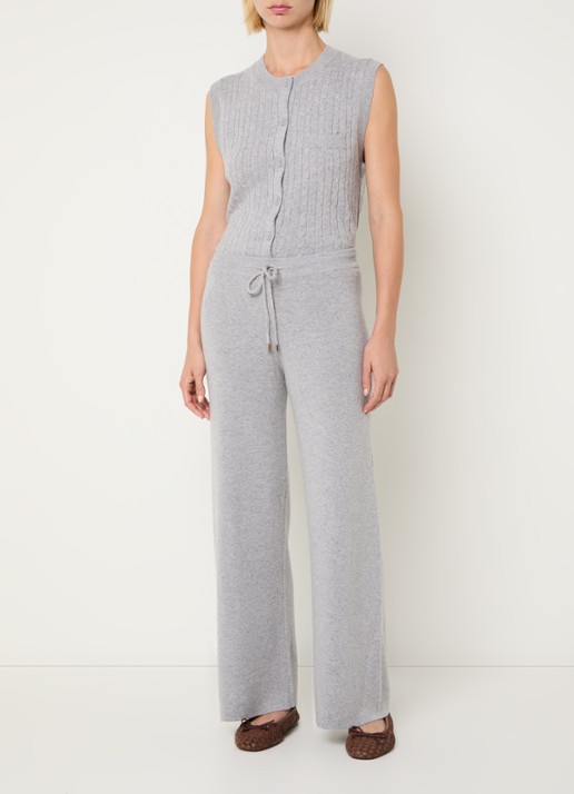 Benetton High waist straight fit joggingbroek - voorkant 4 lichtgrijs