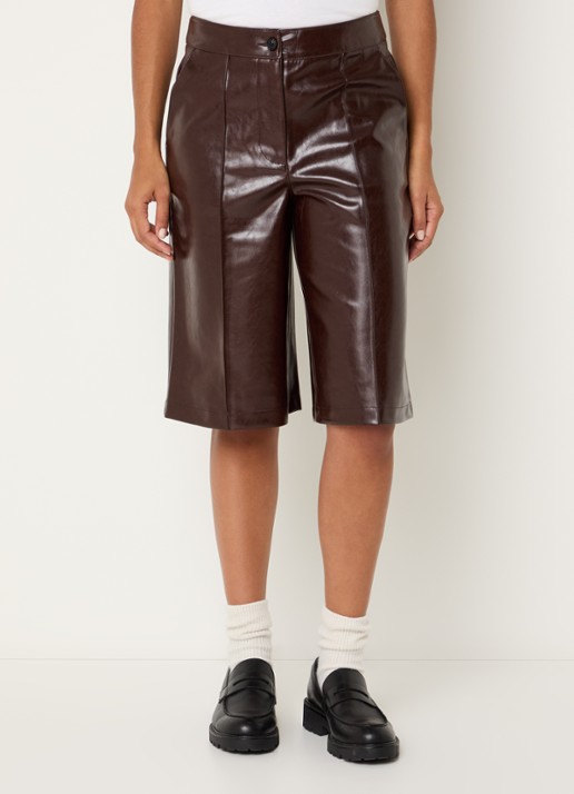 Benetton High waist straight fit korte broek van imitatieleer