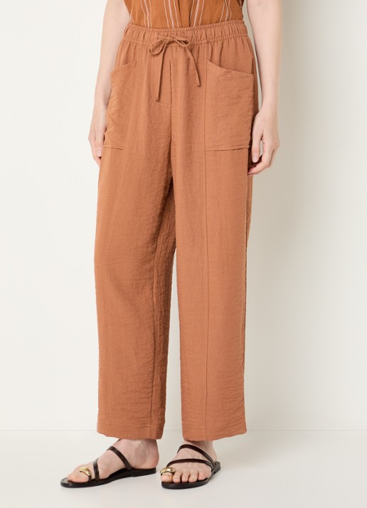 Benetton HIgh waist straight fit pantalon met opgestikte zakken