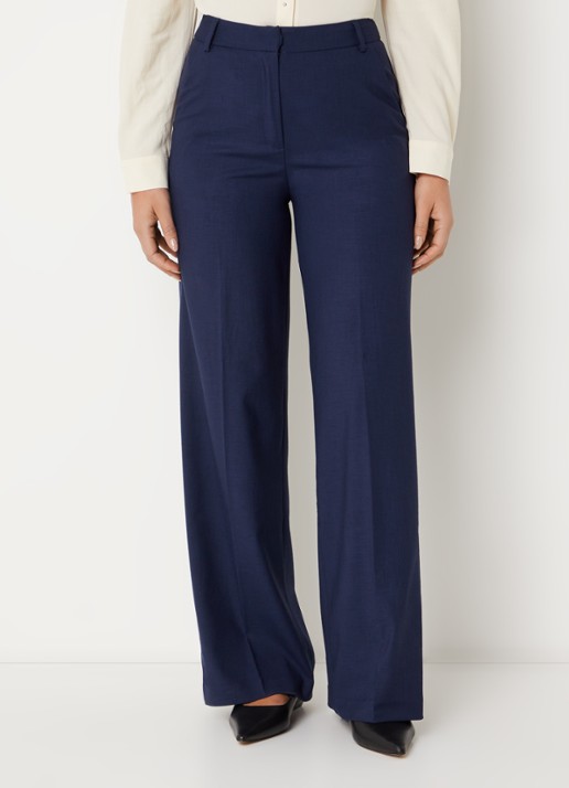 Benetton High waist straight fit pantalon met steekzakken