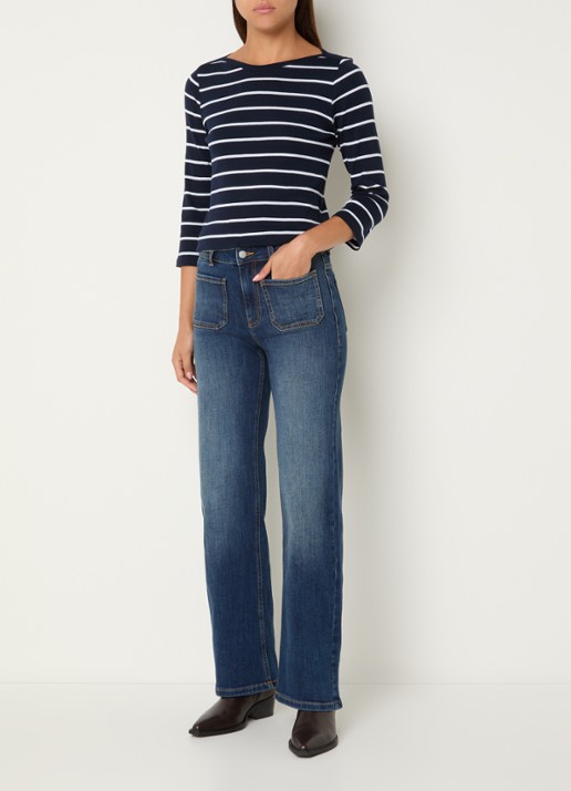 Benetton High waist straight leg jeans met steekzakken - voorkant 4 indigo