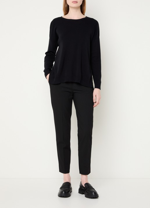Benetton High waist tapered cropped pantalon met stretch  - voorkant 4 zwart