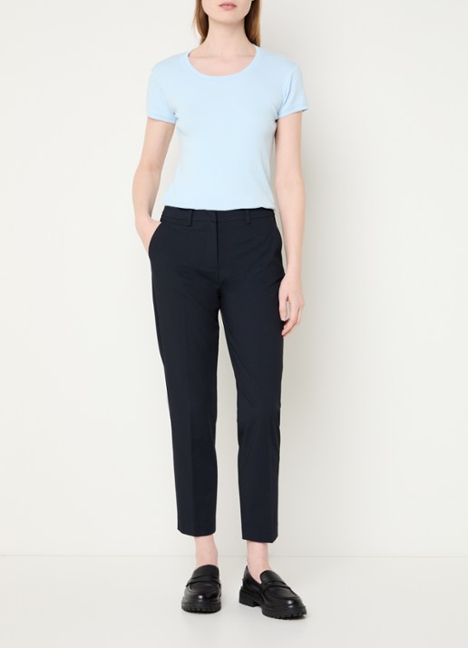 Benetton High waist tapered cropped pantalon met stretch  - voorkant 2 donkerblauw