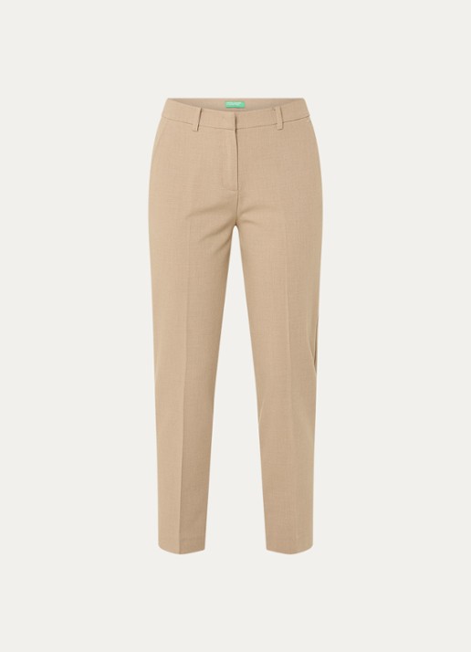 Benetton High waist tapered cropped pantalon met stretch  - voorkant 3 donkerbeige
