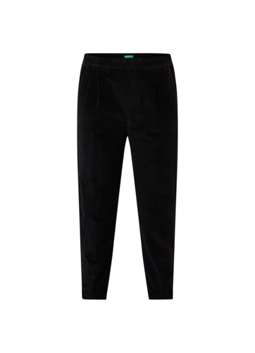Benetton High waist tapered cropped pantalon van corduroy - voorkant 2 zwart