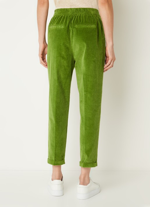 Benetton High waist tapered cropped pantalon van corduroy - achterkant 2 groen
