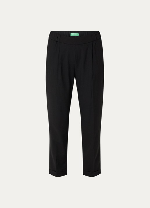 Benetton High waist tapered fit cropped broek met steekzakken - voorkant 3 zwart