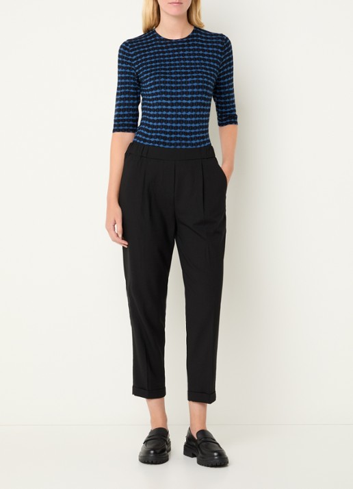 Benetton High waist tapered fit cropped broek met steekzakken - voorkant 4 zwart