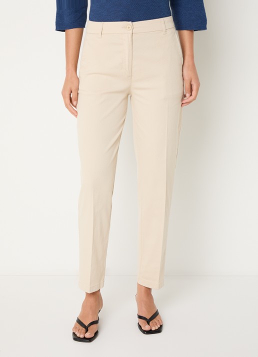 Benetton High waist tapered fit cropped chino met steekzakken
