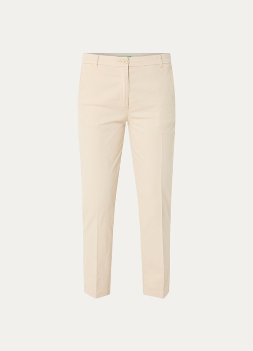 Benetton High waist tapered fit cropped chino met steekzakken - voorkant zand
