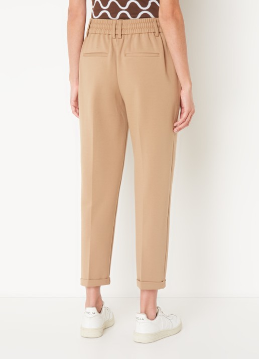 Benetton High waist tapered fit cropped pantalon met trekkoord - achterkant 3 camel