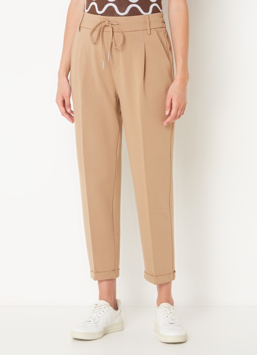 Benetton High waist tapered fit cropped pantalon met trekkoord - detail 4 camel