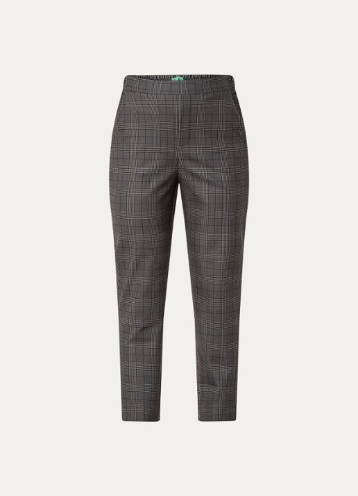 Benetton High waist tapered fit pantalon met steekzakken - voorkant 3 grijs