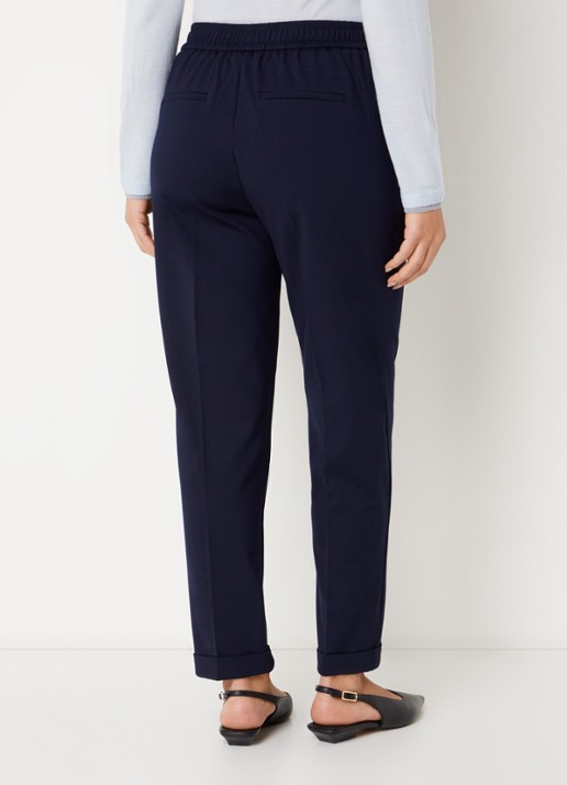 Benetton High waist tapered fit pantalon met steekzakken - achterkant 4 donkerblauw