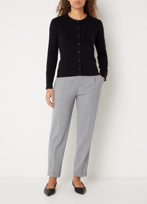 Benetton High waist tapered fit pantalon met steekzakken - voorkant 4 grijs