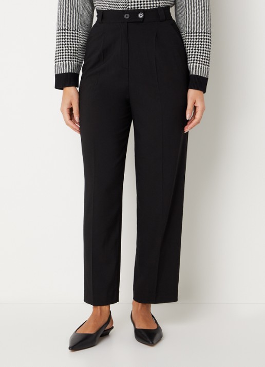 Benetton High waist tapered fit pantalon met steekzakken