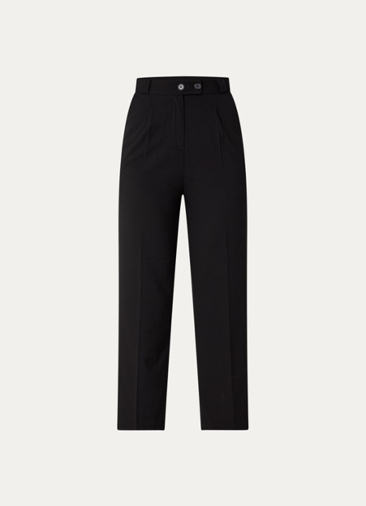 Benetton High waist tapered fit pantalon met steekzakken - voorkant zwart
