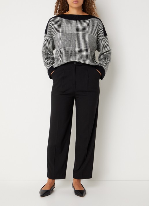Benetton High waist tapered fit pantalon met steekzakken - voorkant 2 zwart