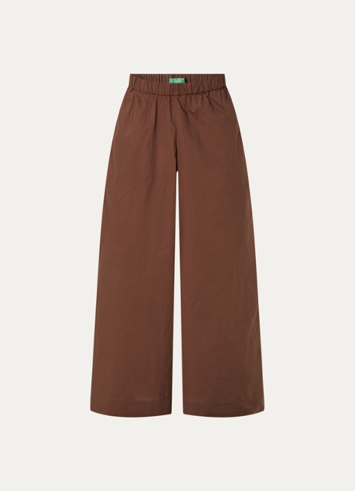 Benetton High waist wide fit broek met steekzakken - voorkant bruin