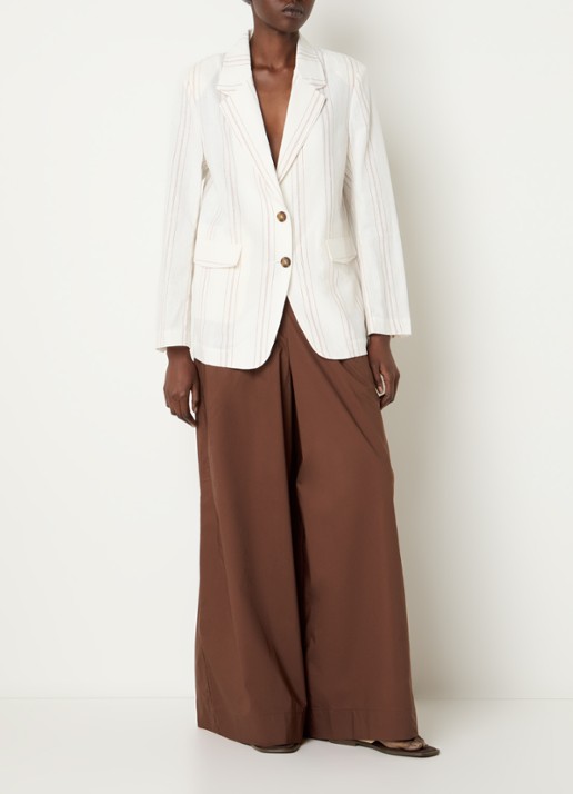 Benetton High waist wide fit broek met steekzakken - voorkant 2 bruin