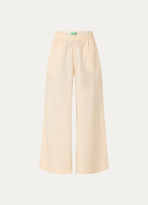 Benetton High waist wide fit broek met steekzakken - voorkant 2 creme