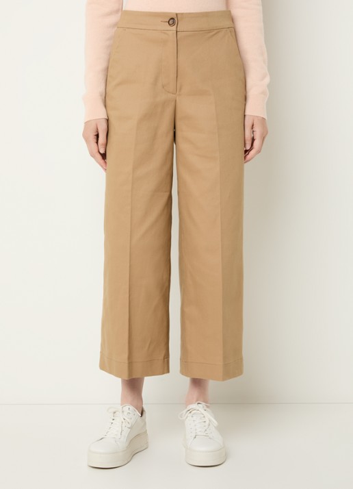 Benetton High waist wide fit cropped pantalon met steekzakken