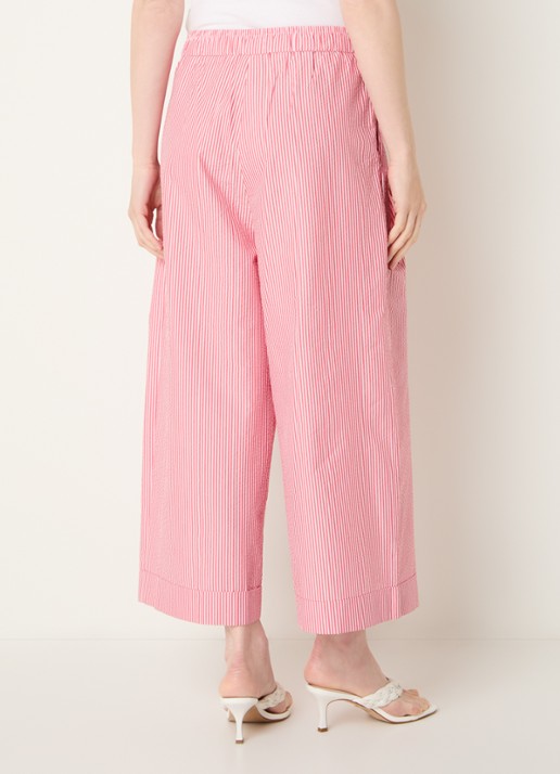 Benetton High waist wide fit cropped pantalon met steekzakken - achterkant koraalroze