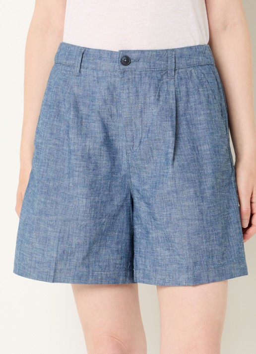 Benetton High waist wide fit korte broek van chambray