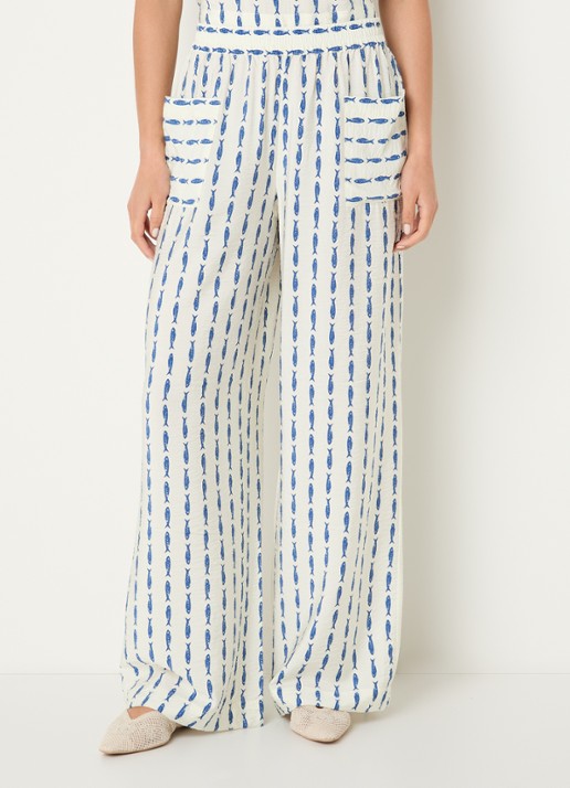 Benetton High waist wide fit pantalon met print