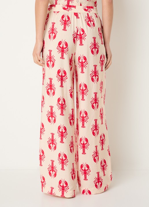 Benetton High waist wide fit pantalon met print - achterkant 2 rood