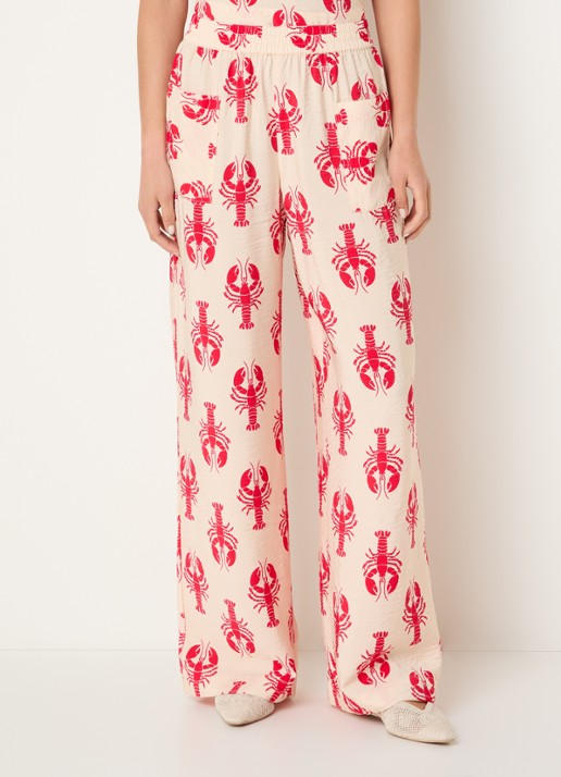 Benetton High waist wide fit pantalon met print