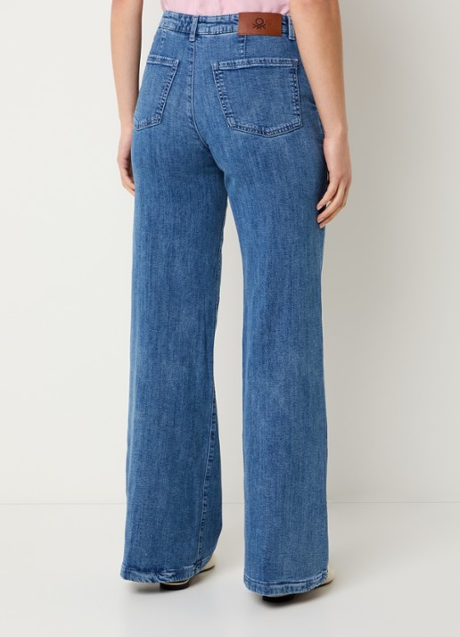 Benetton High waist wide fit pantalon met steekzakken - achterkant 4 lichtblauw
